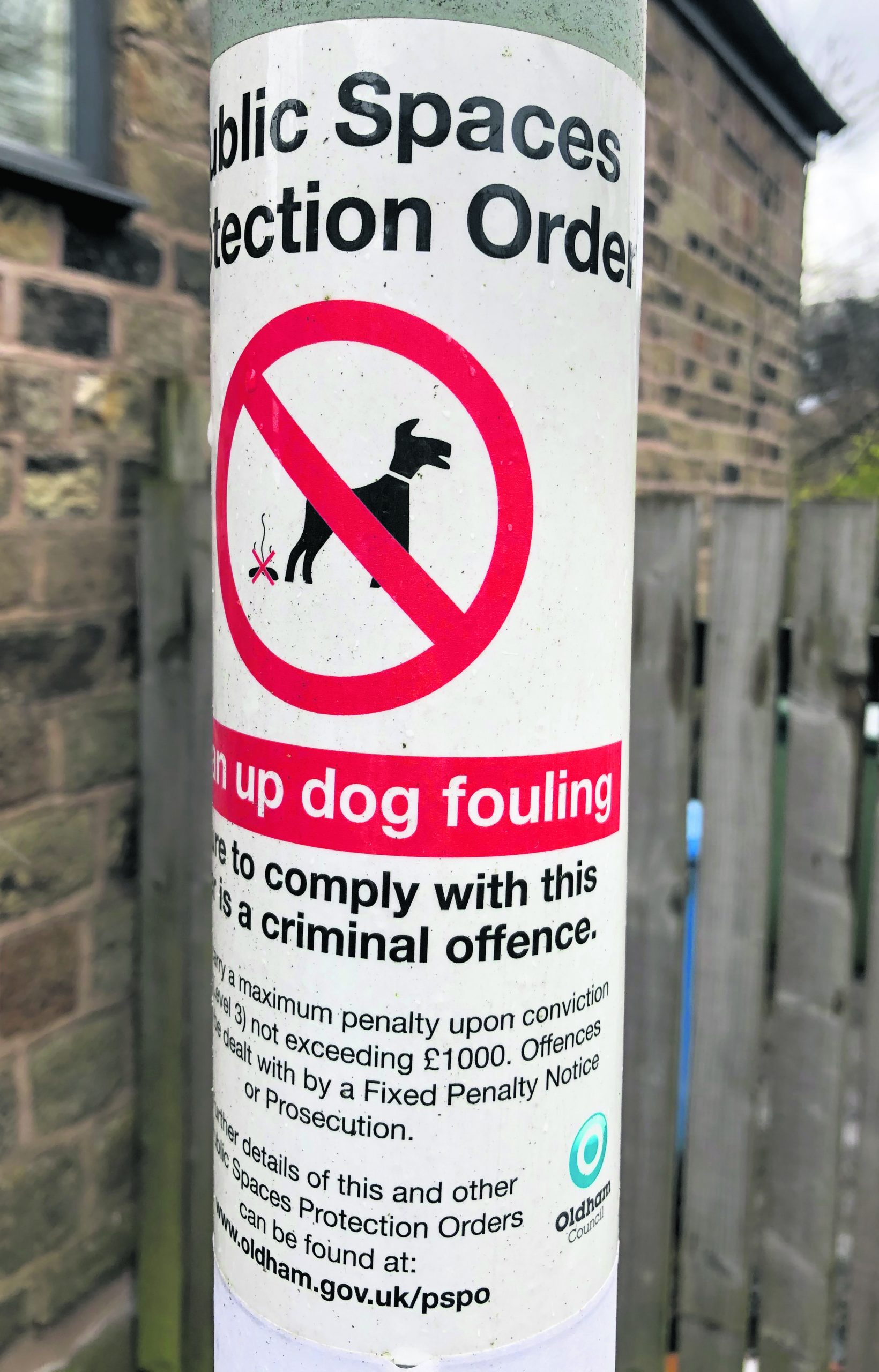 Dog poo Public space order