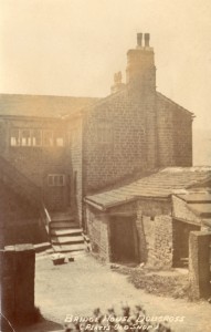 Platt’s first workshop on the right at Bridge House, Dobcross c1905