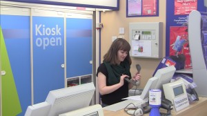 SOUNDS FAMILIAR: Aby plays her soundscape to Tesco shoppers