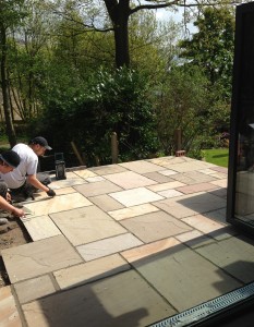 The finishing touches are put to a lovely rural patio The finishing touches are put to a lovely rural patio
