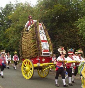 FESTIVAL: Morris Men pull the rushcart with the 'jockey' on top