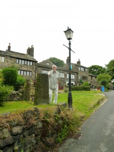 CHERISHED: Cllr Franklin stands near one of Harrop Green’s lamps.