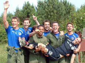 BROTHERS IN ARMS: The squad share a joke