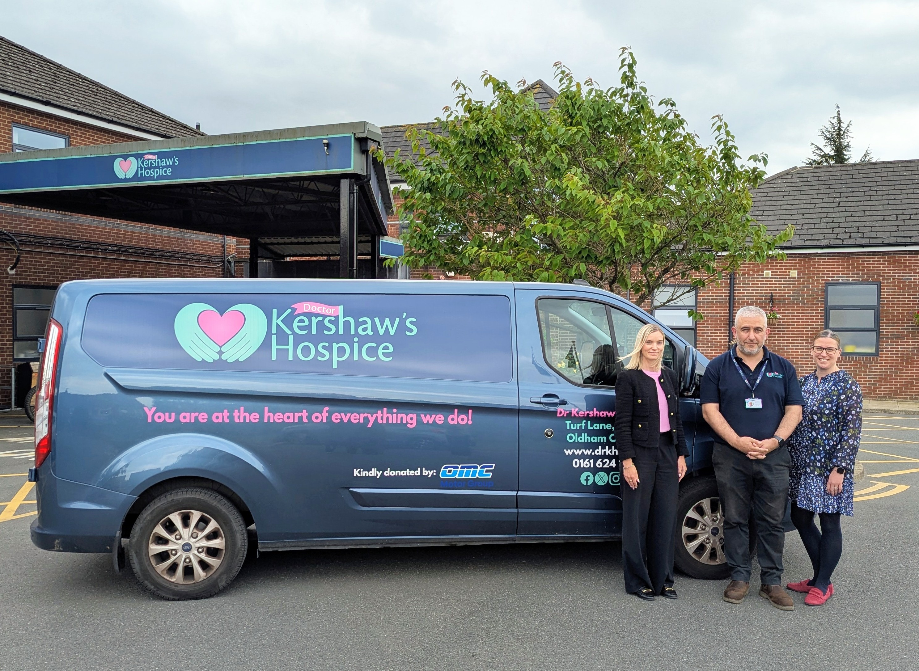 David Dawson, health and safety facilities manager, with Sam Ridgard and Sally Holmes from OMC Motor Group