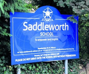 Saddleworth School sign smaller