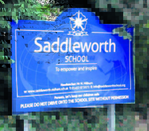 Saddleworth School sign smaller